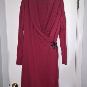 Ralph Lauren Long Sleeve Red Dress with Bow Detail